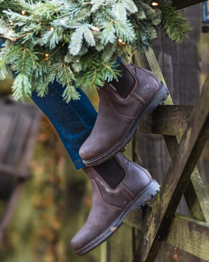Dark Brown Coloured Hoggs of Fife Northumberland II Ladies Dealer Boots on outdoor background 