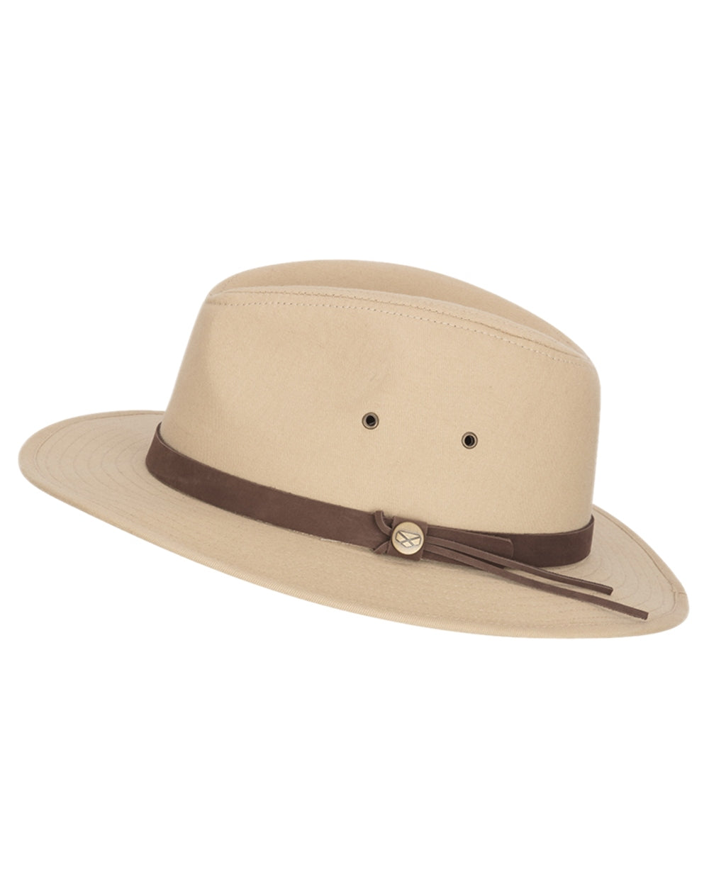 Desert Sand Coloured Hoggs of Fife Panmure Canvas Foldable Hat on white background 