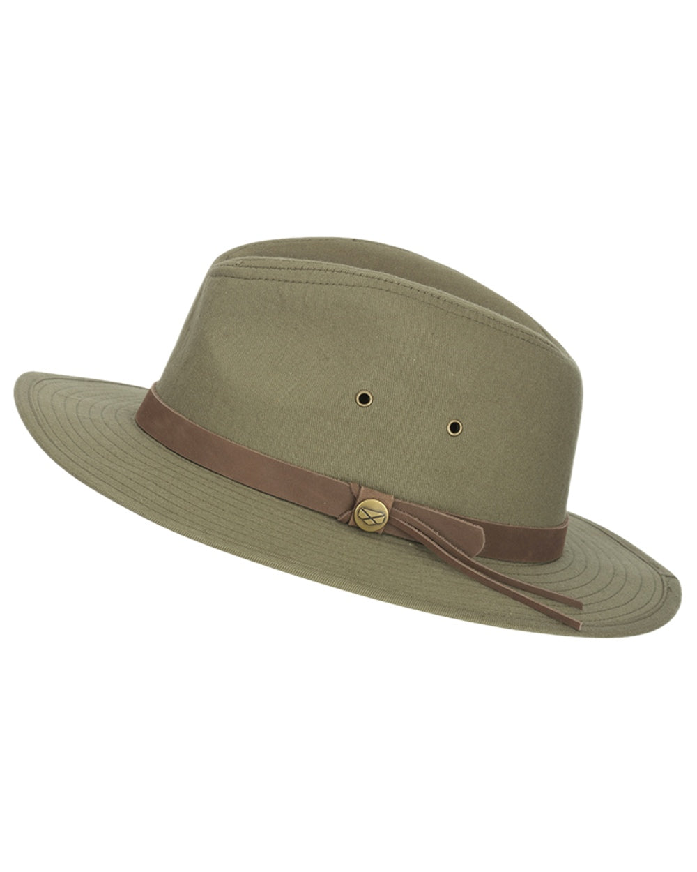 Khaki Coloured Hoggs of Fife Panmure Canvas Foldable Hat on white background 