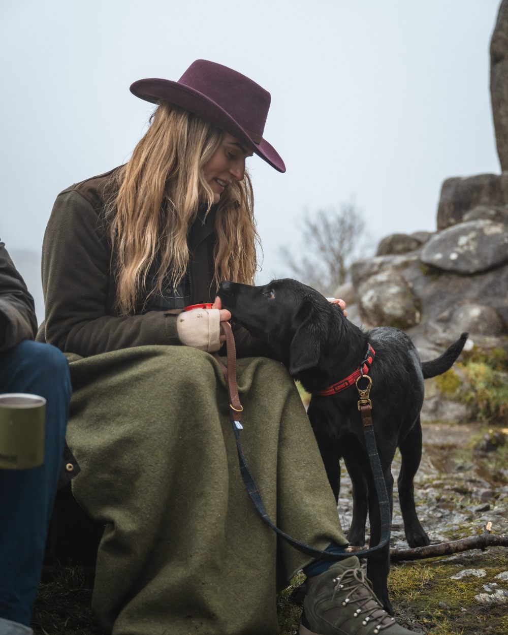 Merlot Coloured Hoggs of Fife Perth Crushable Felt Hat on mountain background 