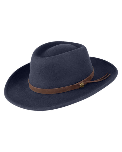 Navy Coloured Hoggs of Fife Perth Crushable Felt Hat on white background 