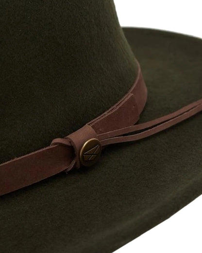 Olive Coloured Hoggs of Fife Perth Crushable Felt Hat on white background 