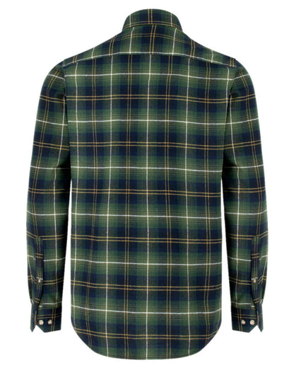 Green Check Coloured Hoggs of Fife Pitmedden Flannel Check Shirt on white background 