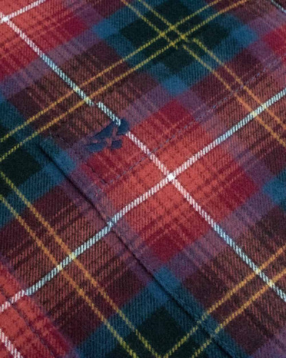 Rust Check Coloured Hoggs of Fife Pitmedden Flannel Check Shirt on white background 