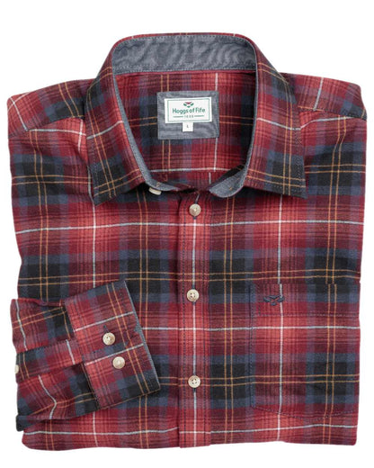 Rust Check Coloured Hoggs of Fife Pitmedden Flannel Check Shirt on white background 