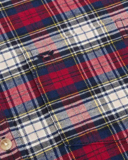 Red Tartan Check Coloured Hoggs of Fife Pitscottie Flannel Shirt on white background 