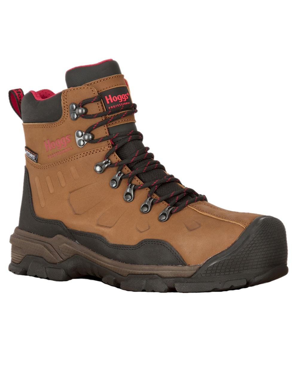 Tan Nubuck Coloured Hoggs of Fife Poseidon S3 Safety Lace-Up Boots on white background 