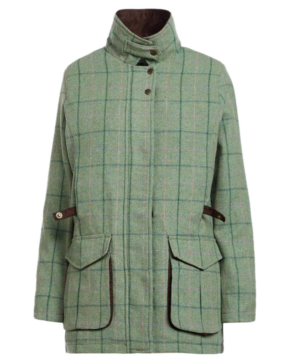 Spring Bracken Coloured Hoggs of Fife Roslin Ladies Technical Tweed Field Coat on white background 