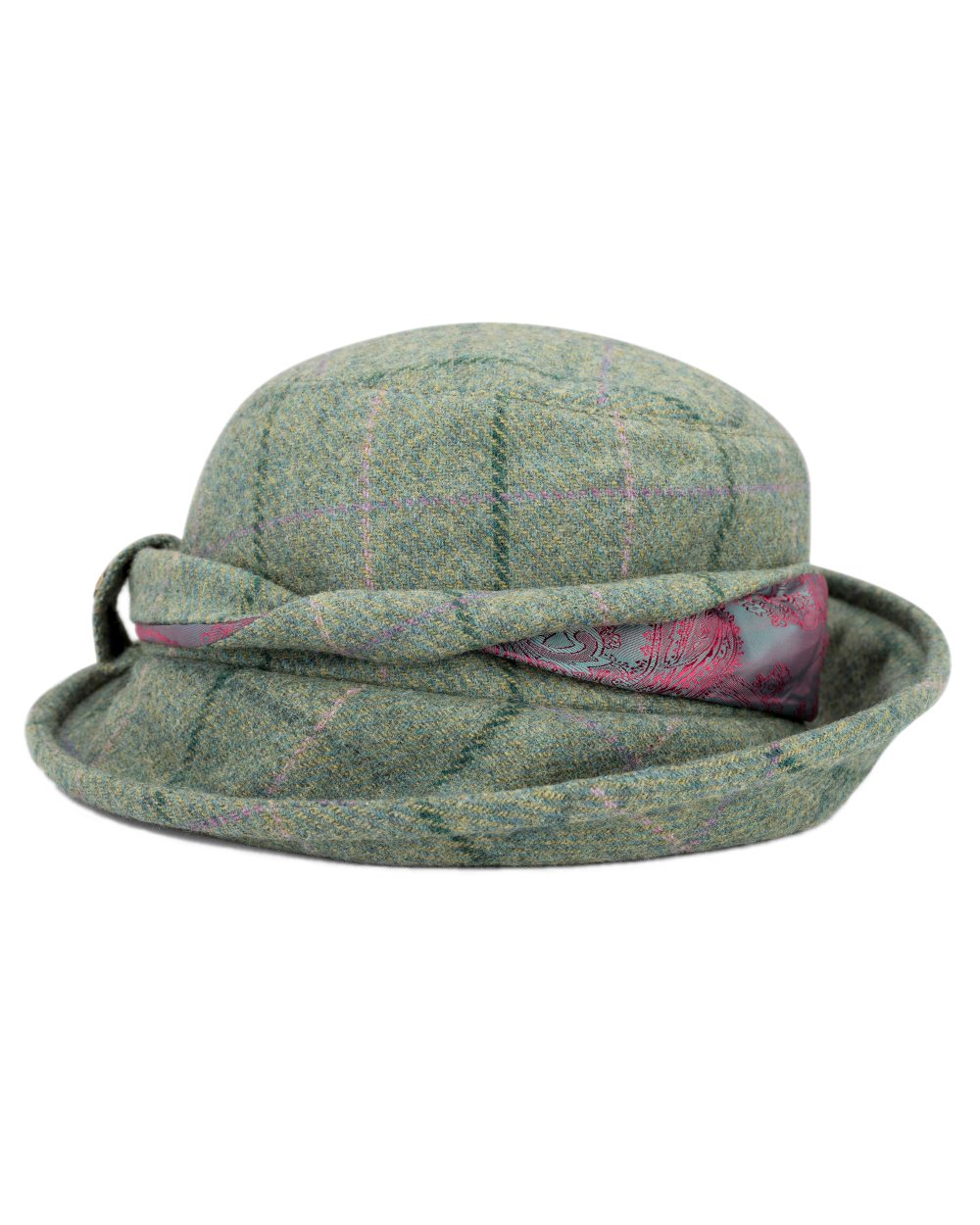 Spring Bracken Coloured Hoggs of Fife Roslin Ladies Tweed Twist Hat on white background 