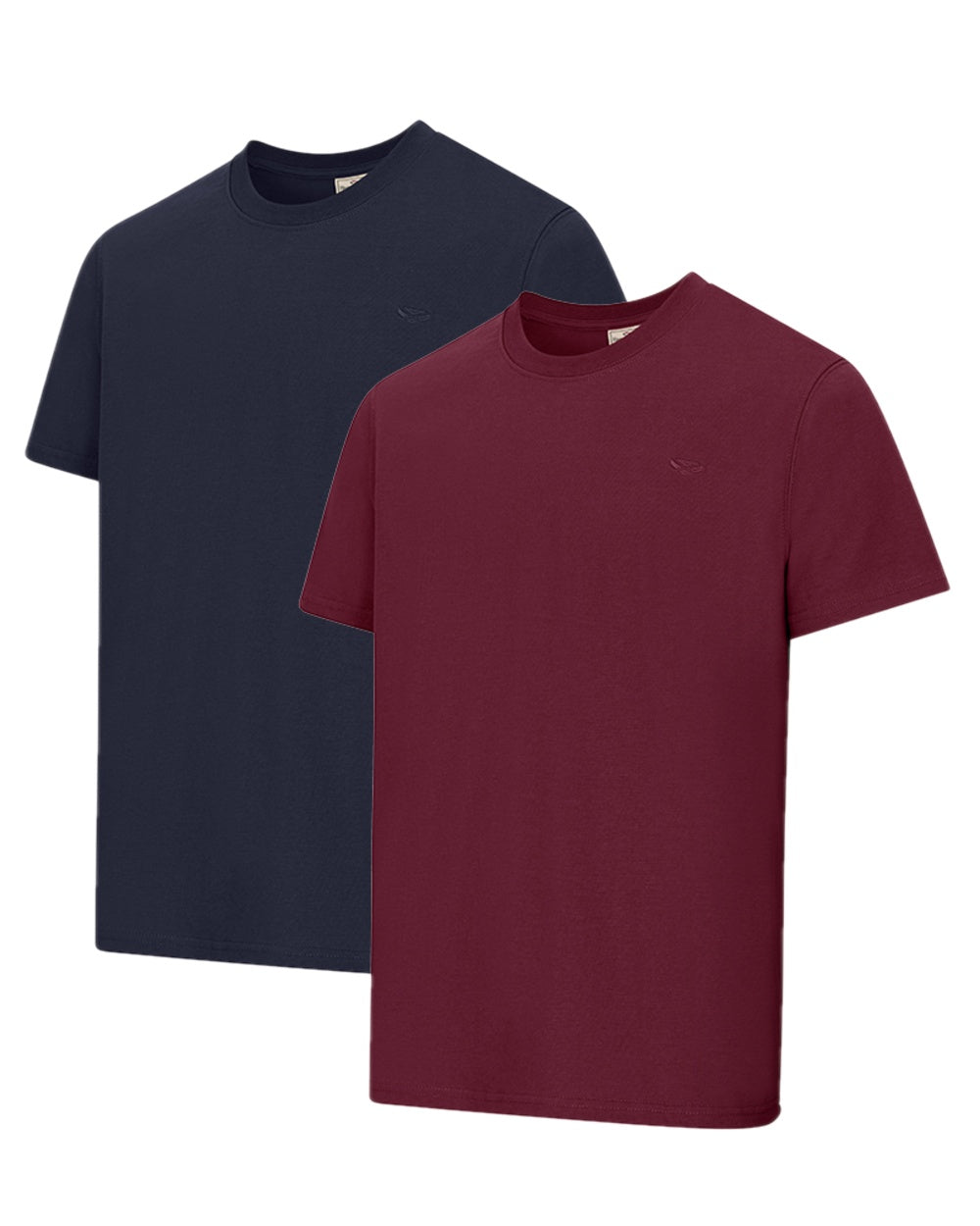 Midnight Merlot Coloured Hoggs of Fife Sandwood 2 Pack Cotton T-Shirts on white background 