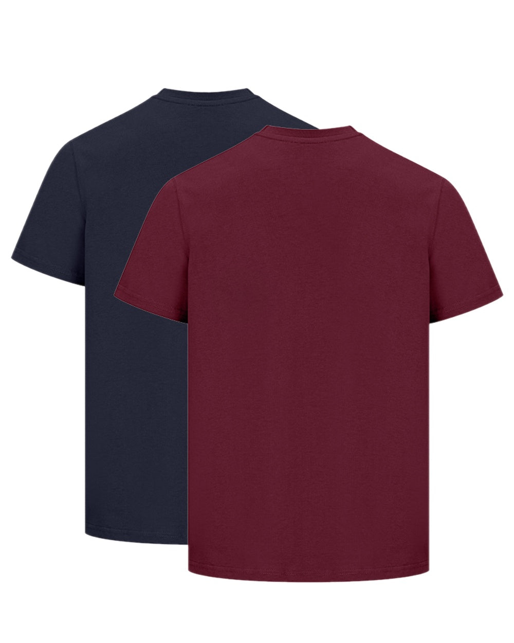 Midnight Merlot Coloured Hoggs of Fife Sandwood 2 Pack Cotton T-Shirts on white background 