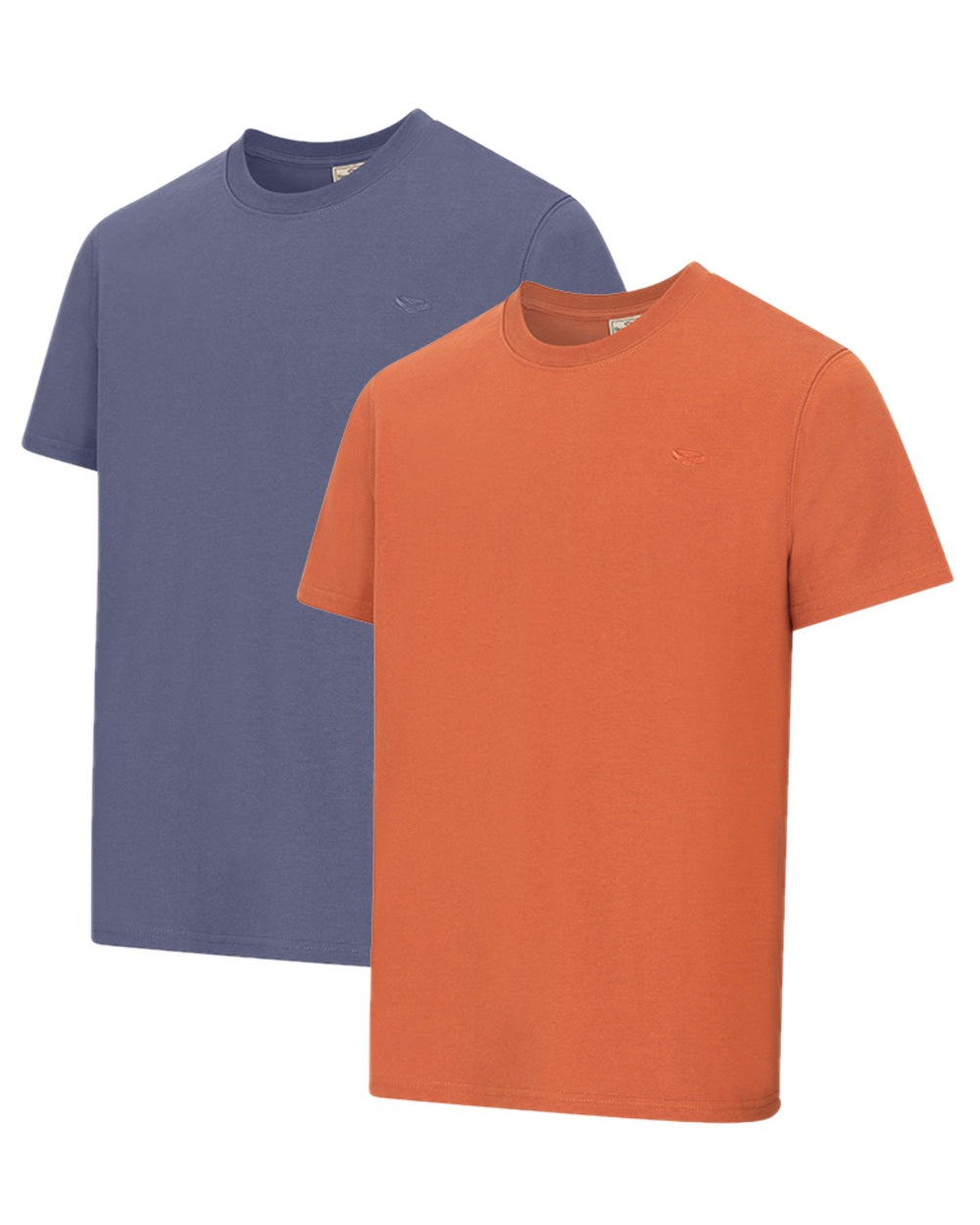 Slate Blue Rust Coloured Hoggs of Fife Sandwood 2 Pack Cotton T-Shirts on white background 