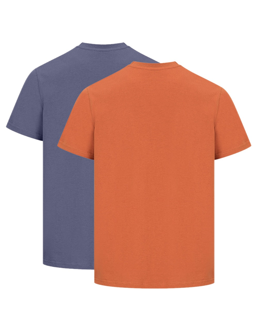 Slate Blue Rust Coloured Hoggs of Fife Sandwood 2 Pack Cotton T-Shirts on white background 