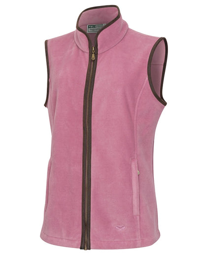 Dusty Pink Coloured Hoggs of Fife Stenton Ladies Fleece Gilet on white background 