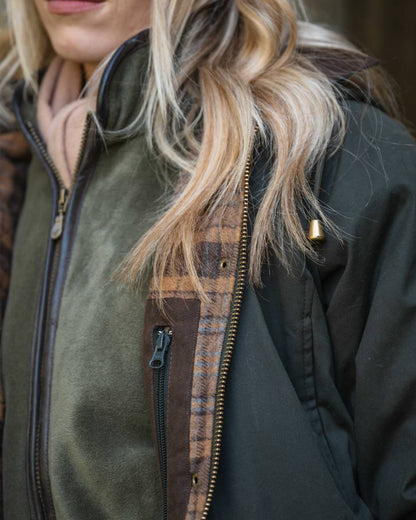 Lovat Coloured Hoggs of Fife Stenton Ladies Fleece Gilet on outdoor background 