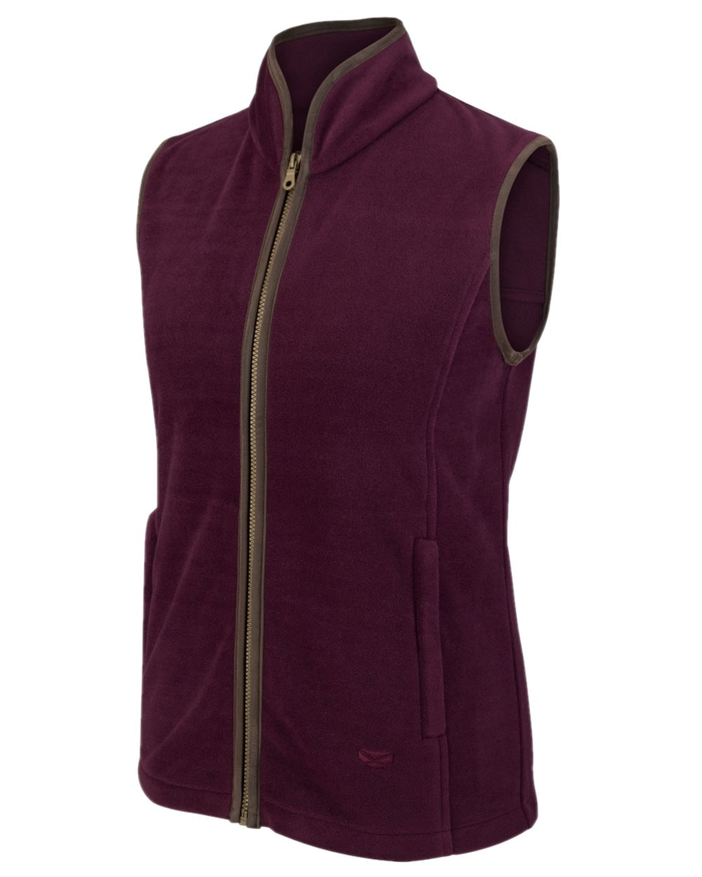 Merlot Coloured Hoggs of Fife Stenton Ladies Fleece Gilet on white background 