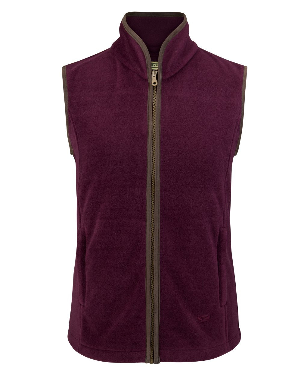 Merlot Coloured Hoggs of Fife Stenton Ladies Fleece Gilet on white background 