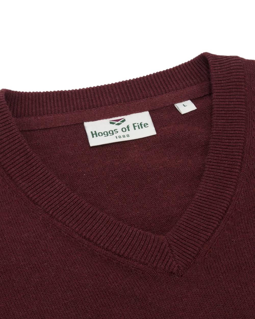 Berry Red Coloured Hoggs of Fife Stirling II Long Sleeve Pullover on white background 