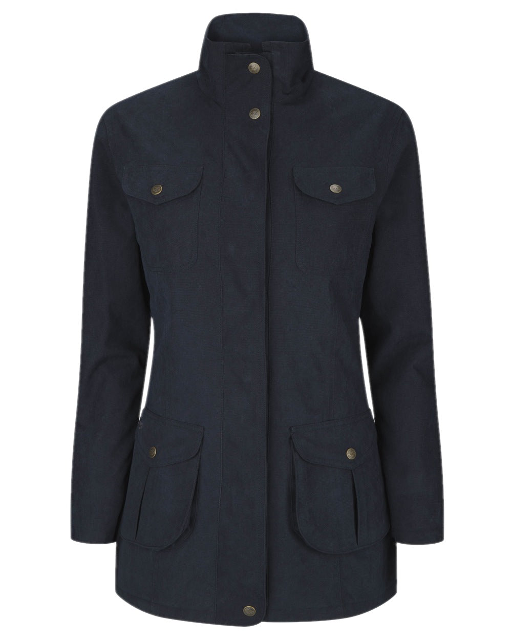 Navy Coloured Hoggs of Fife Struther Ladies Field Coat on white background 