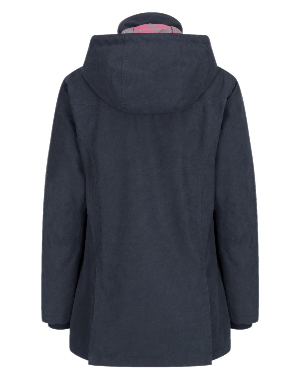 Navy Coloured Hoggs of Fife Struther Ladies Hooded Field Coat on white background 