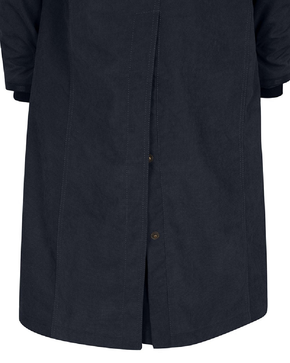 Navy Coloured Hoggs of Fife Struther Ladies Long Riding Coat on white background 