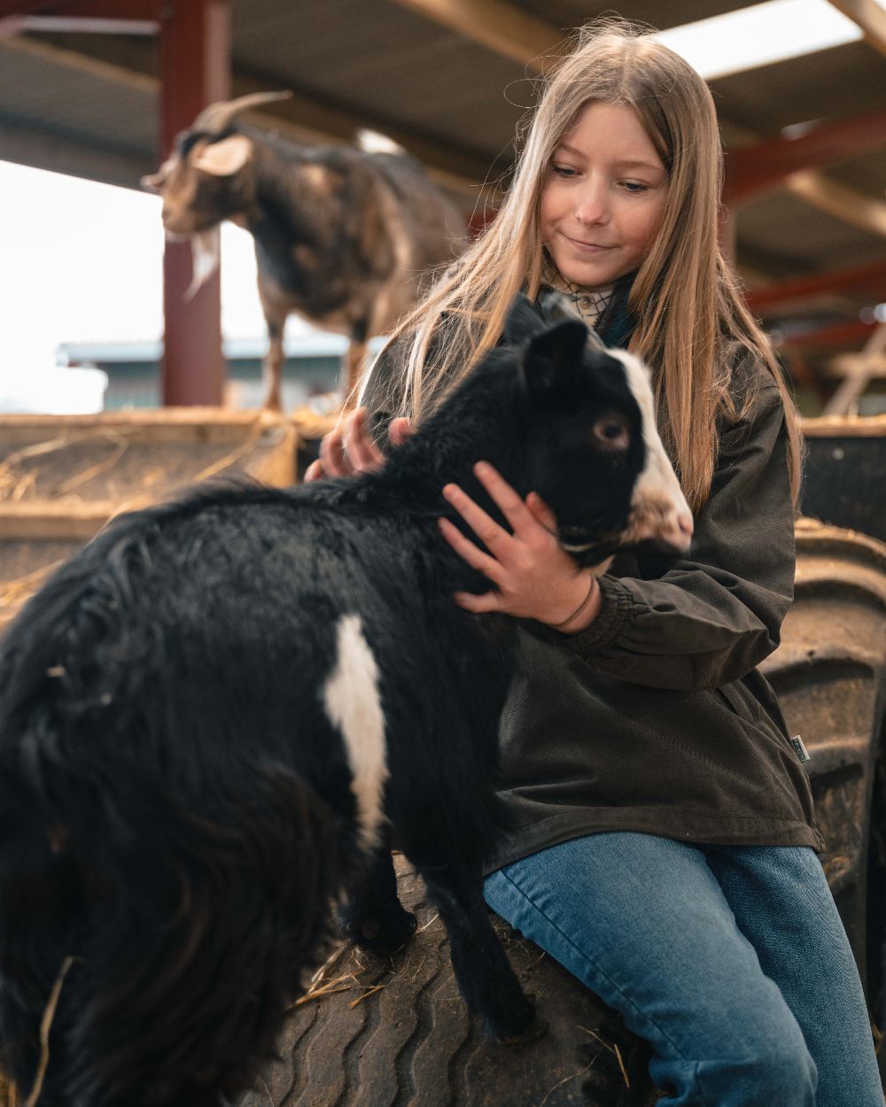 Sage Coloured Hoggs of Fife Struther Ladies Smock Field Jacket on outdoor background 