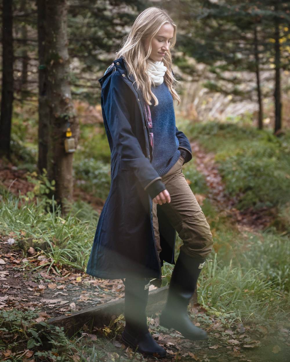 Sage Coloured Hoggs of Fife Struther Ladies Waterproof Trousers on outdoor background 