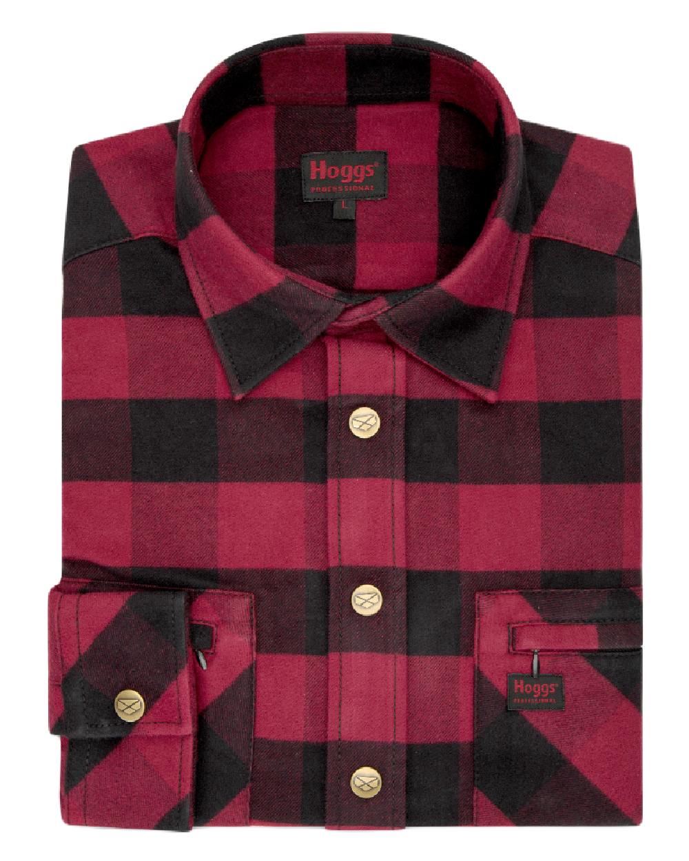 Red Black coloured Hoggs of Fife Tentsmuir Flannel Shirt on white background 