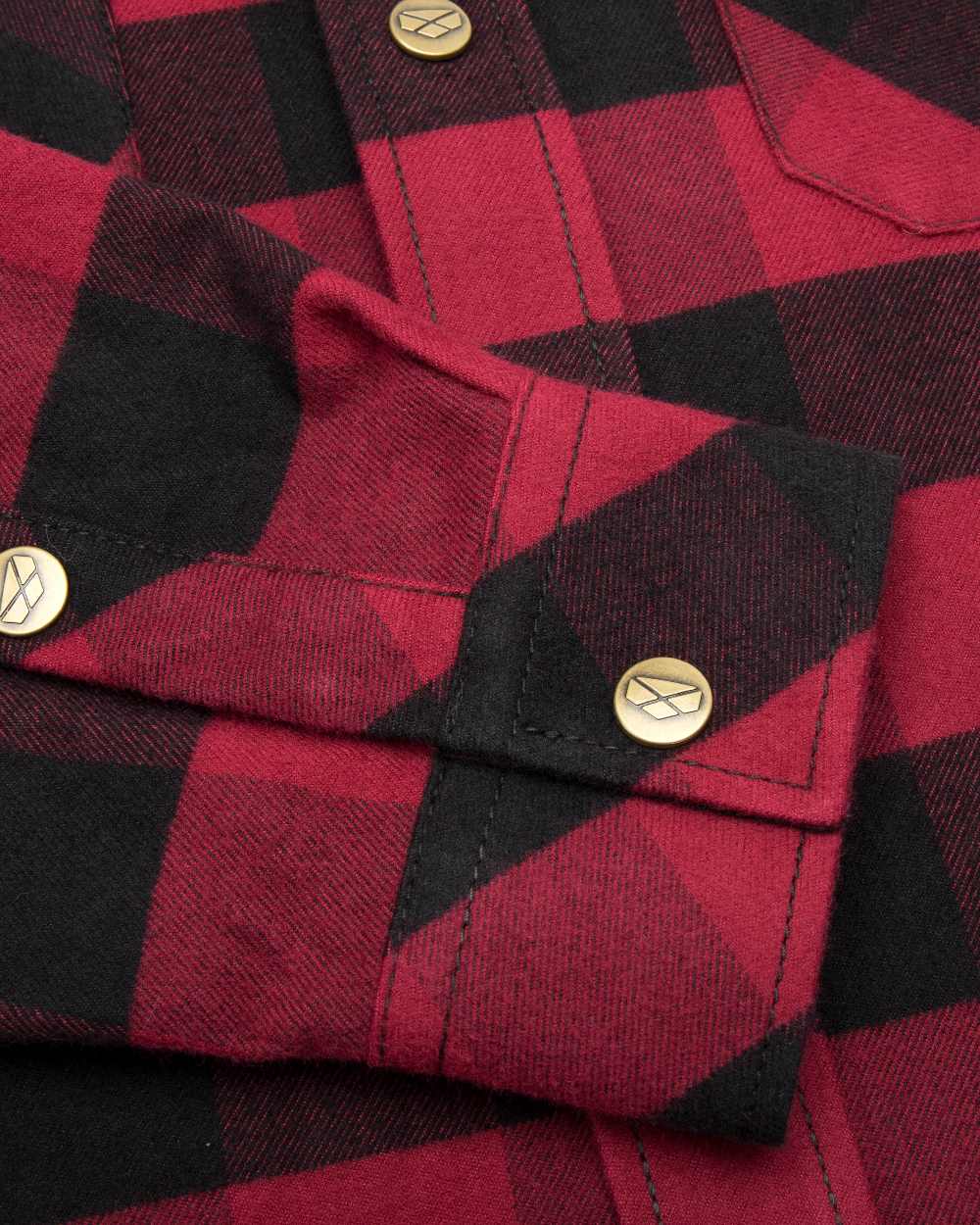Red Black coloured Hoggs of Fife Tentsmuir Flannel Shirt on white background 