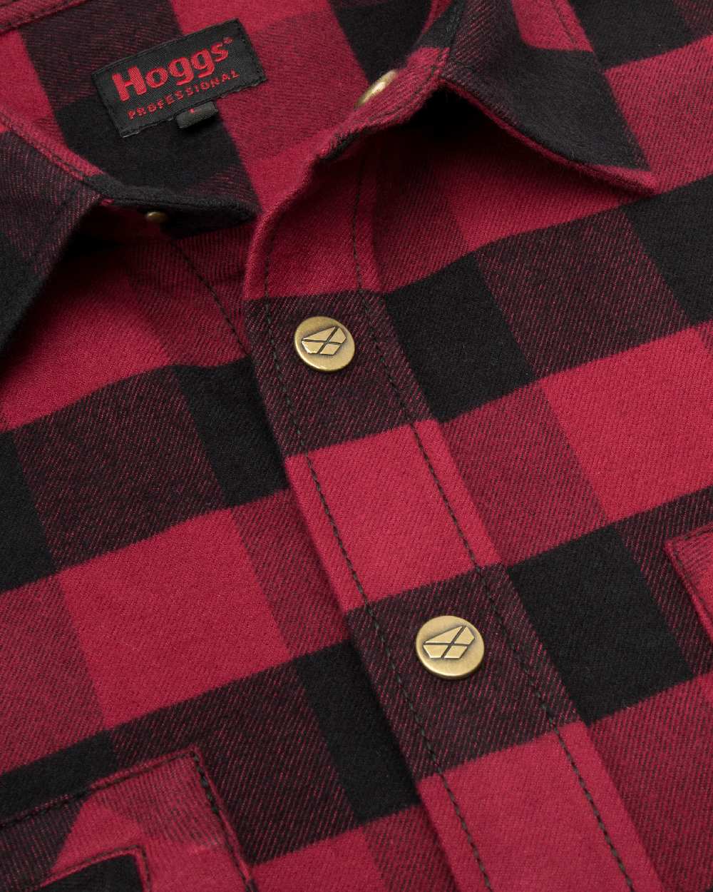 Red Black coloured Hoggs of Fife Tentsmuir Flannel Shirt on white background 