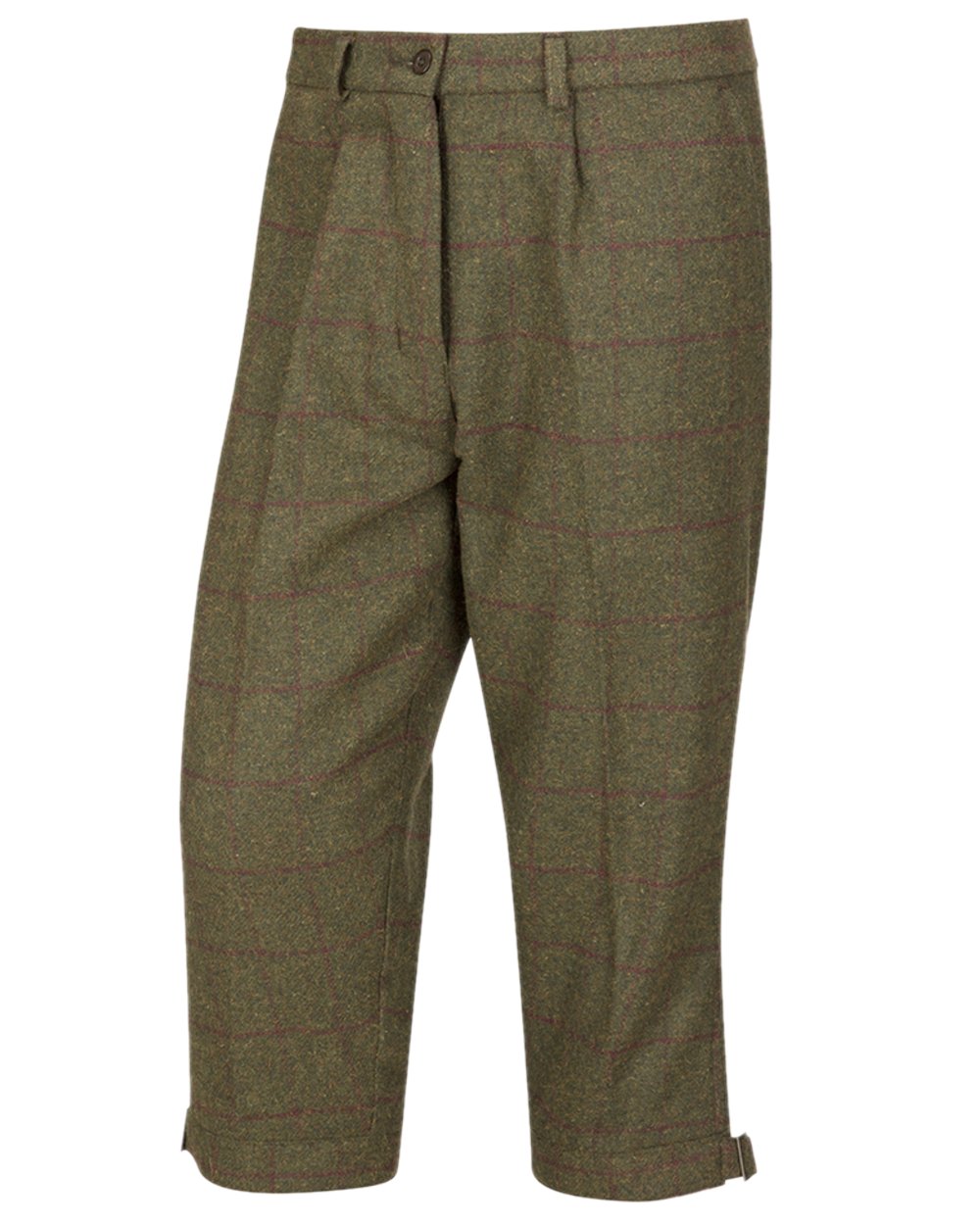 Olive Wine Coloured Hoggs of Fife Tummel Tweed Field Breeks on white background 