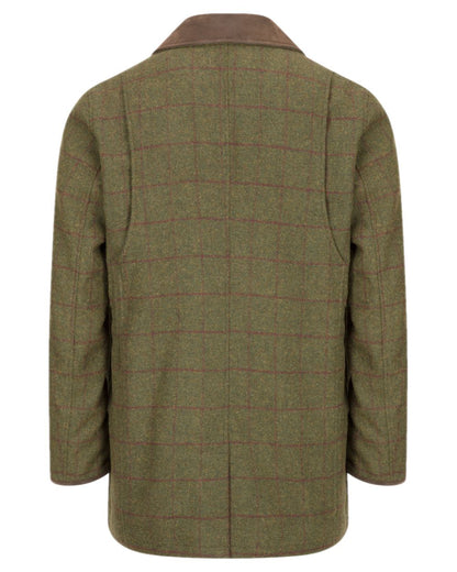 Olive Wine Coloured Hoggs of Fife Tummel Tweed Field Coat on white background 