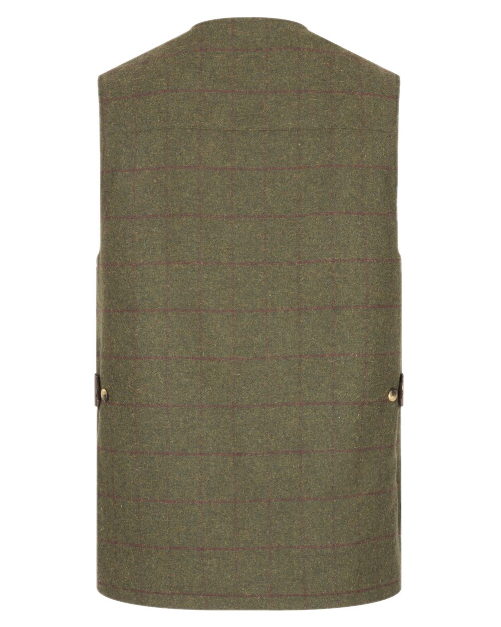 Olive Wine Coloured Hoggs of Fife Tummel Tweed Field Waistcoat on white background 