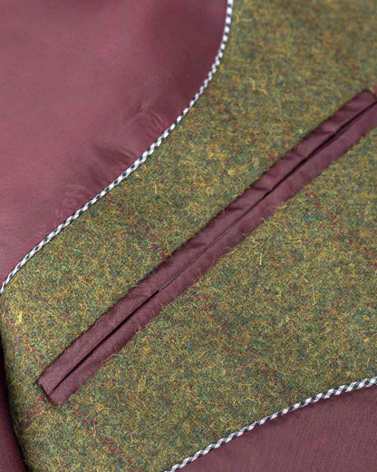 Olive Wine Coloured Hoggs of Fife Tummel Tweed Sports Jacket on white background 