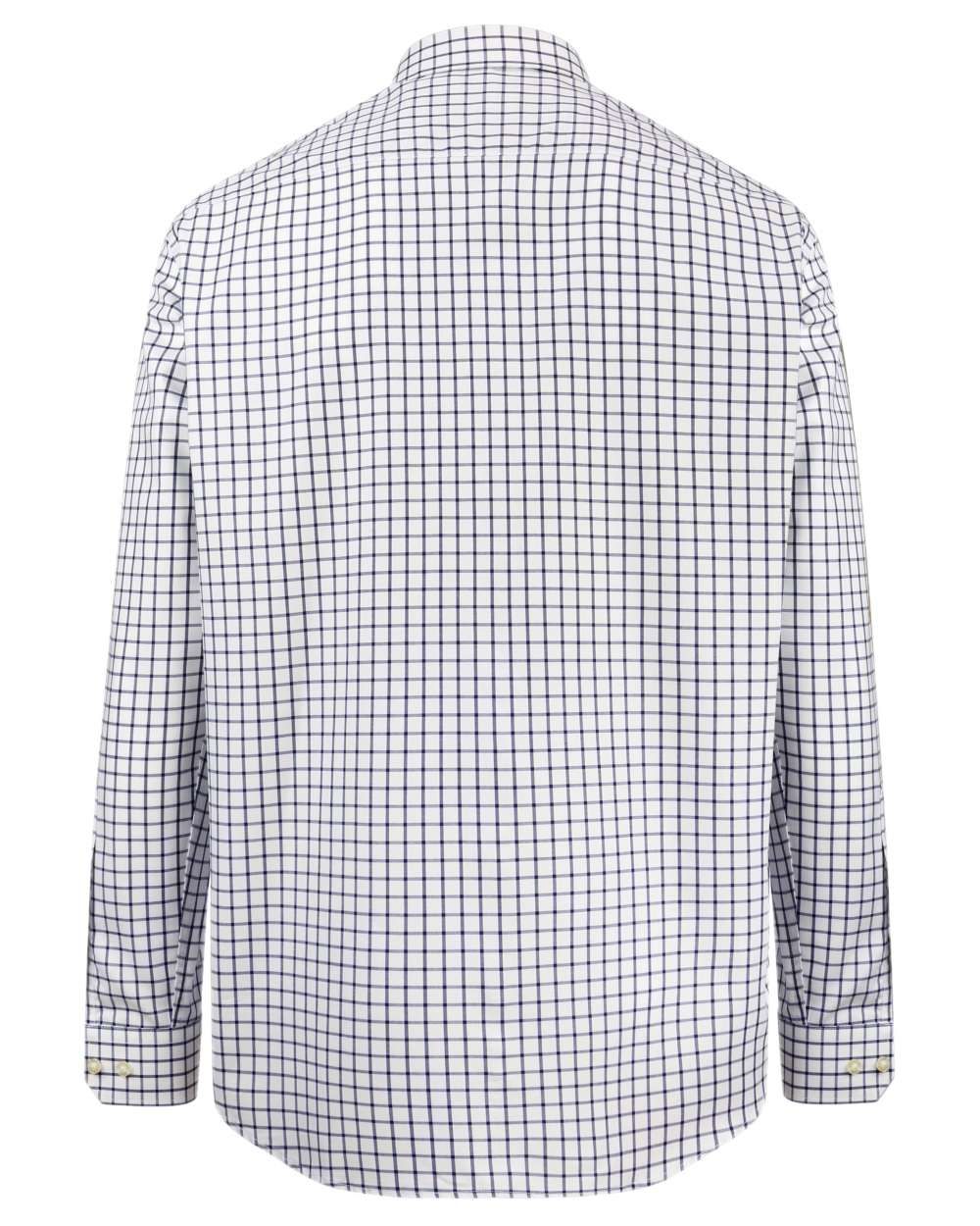 Navy White Check Coloured Hoggs of Fife Turnberry Cotton Twill Shirt on white background 