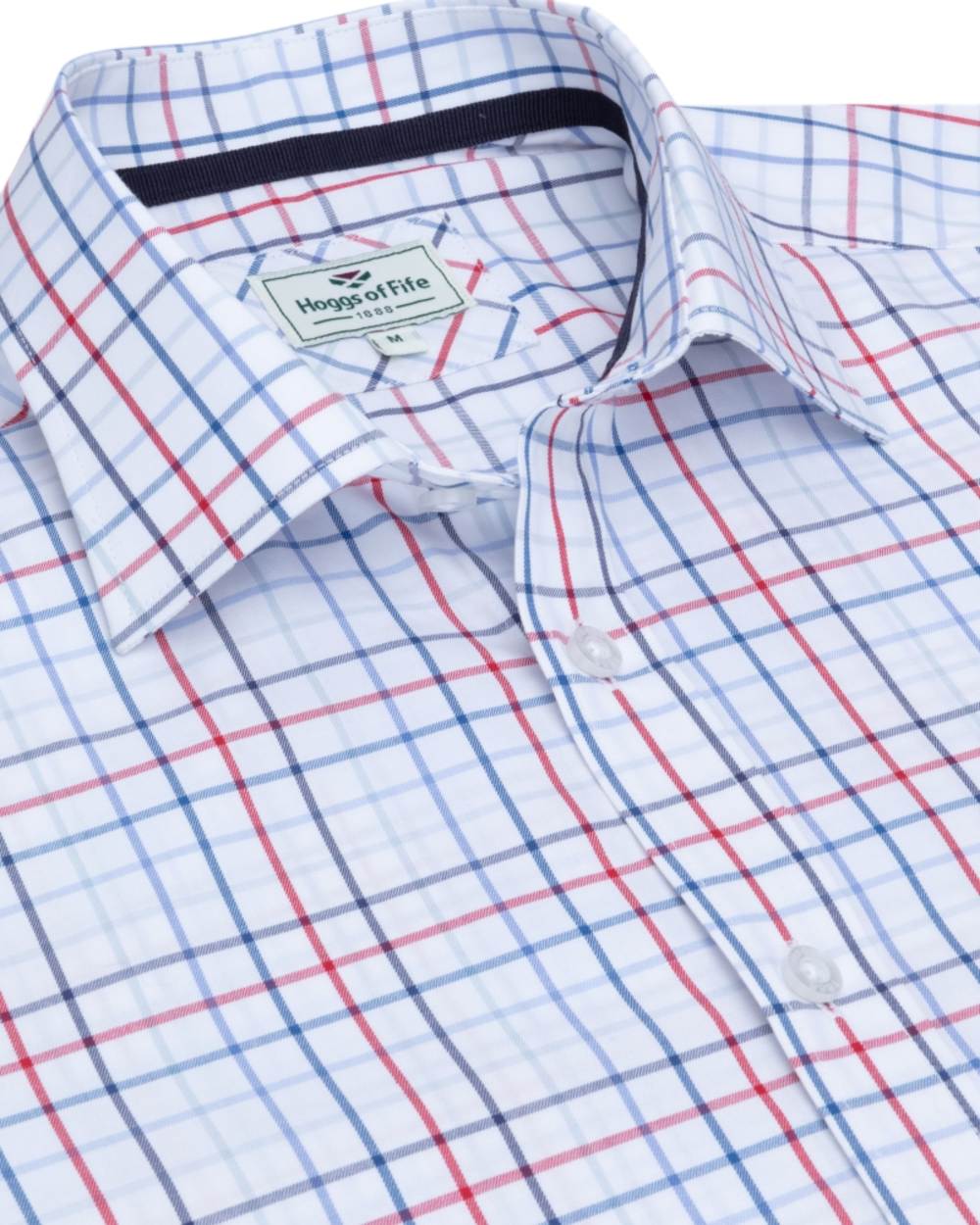 White Red Navy Coloured Hoggs of Fife Turnberry Cotton Twill Shirt on white background 