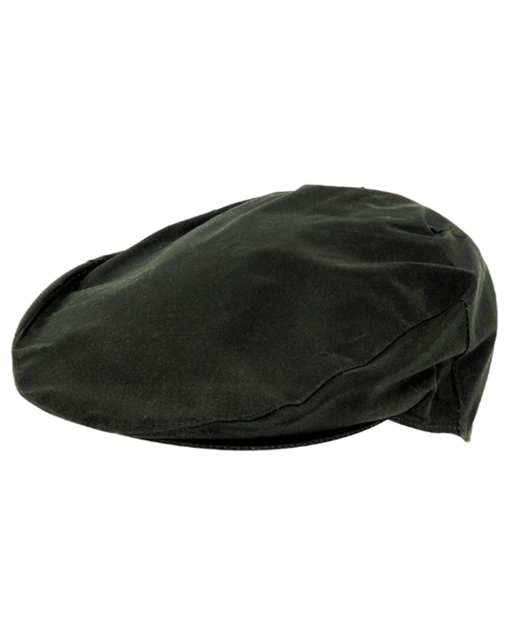 Dark Olive Coloured Hoggs of Fife Wax Flat Cap on white background 