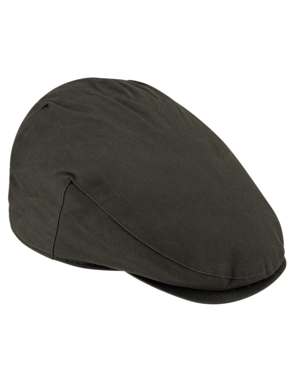 Dark Olive Coloured Hoggs of Fife Wax Flat Cap on white background 