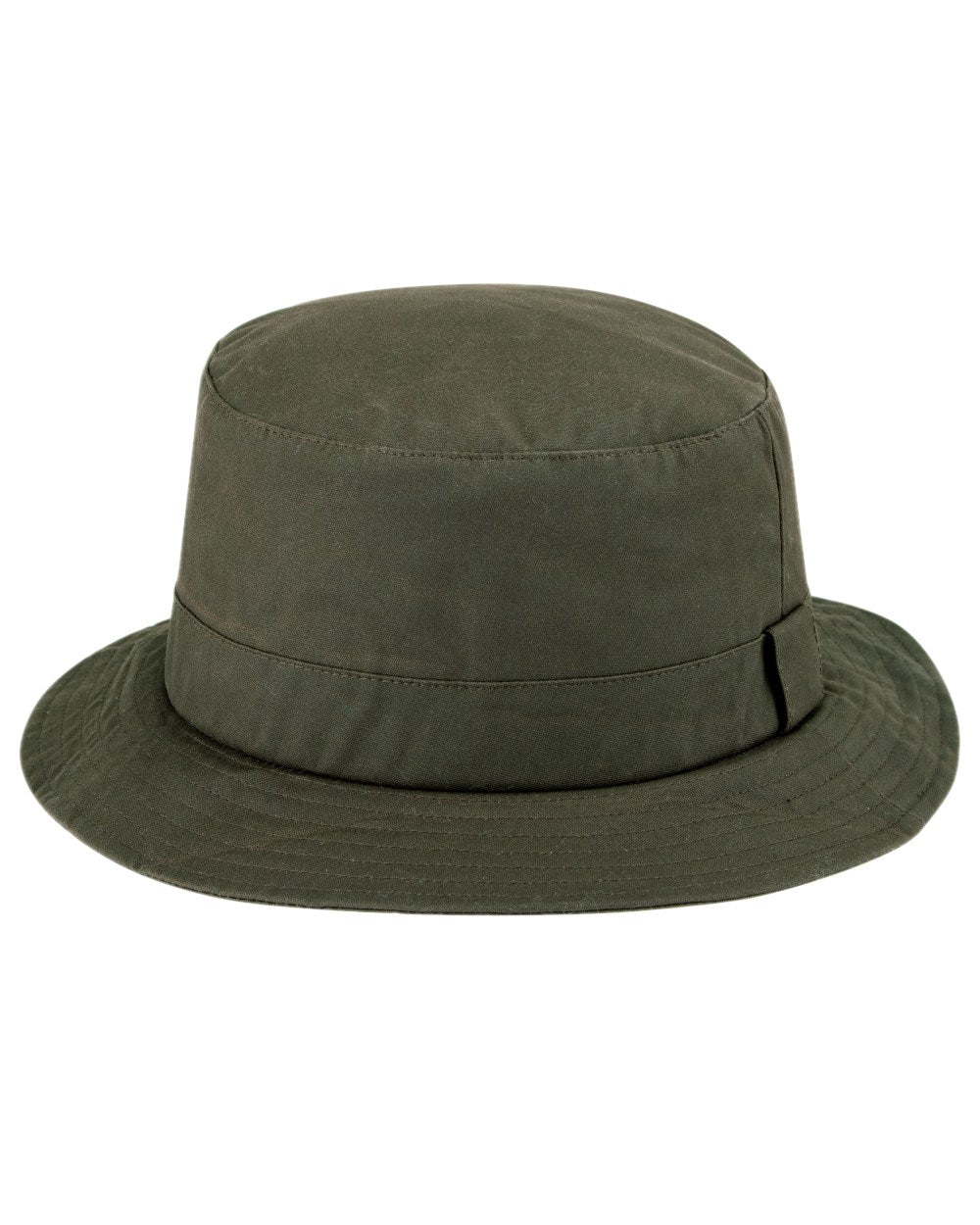 Dark Olive Coloured Hoggs of Fife Waxed Bush Hat on white background 