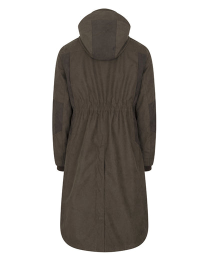 Dark Olive coloured Hoggs of Fife Womens Ardross Pro Long Riding Coat on white background 