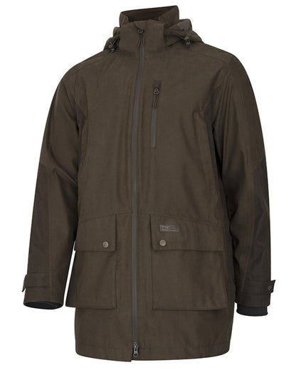 Dark Olive coloured Hoggs of Fife Womens Ardross Pro Waterproof Field Jacket on white background 