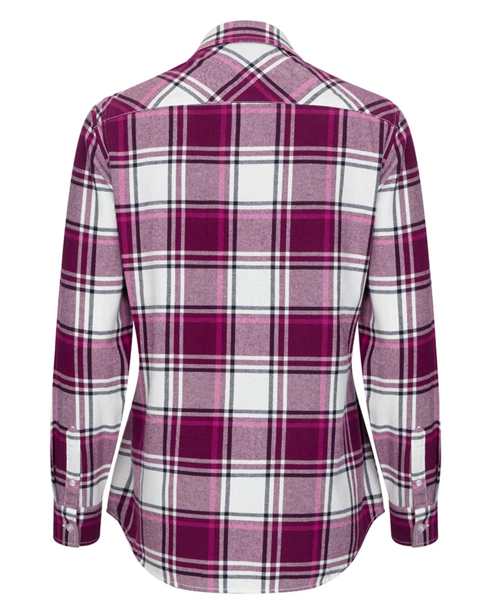 Berry Check Coloured Hoggs of Fife Womens Caitlyn Oversized Flannel Shirt on white background 