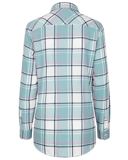 Duck Egg Coloured Hoggs of Fife Womens Caitlyn Oversized Flannel Shirt on white background 