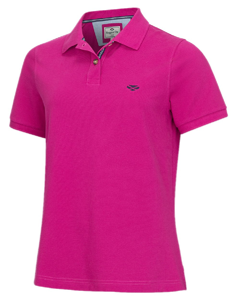 Berry Coloured Hoggs of Fife Womens Cora Pique Polo Shirt on white background 
