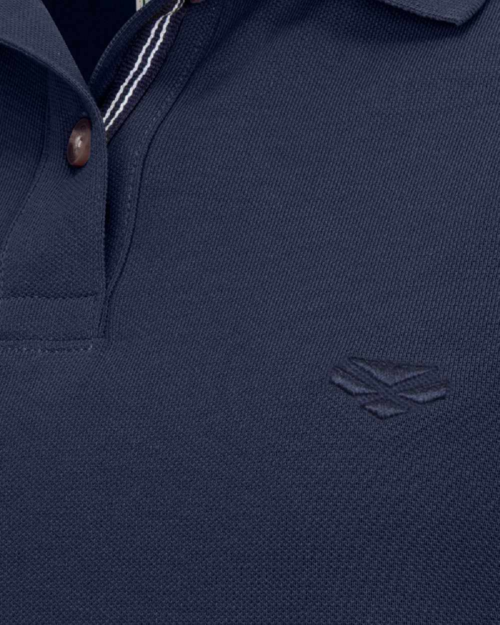 Navy Coloured Hoggs of Fife Womens Cora Pique Polo Shirt on white background 