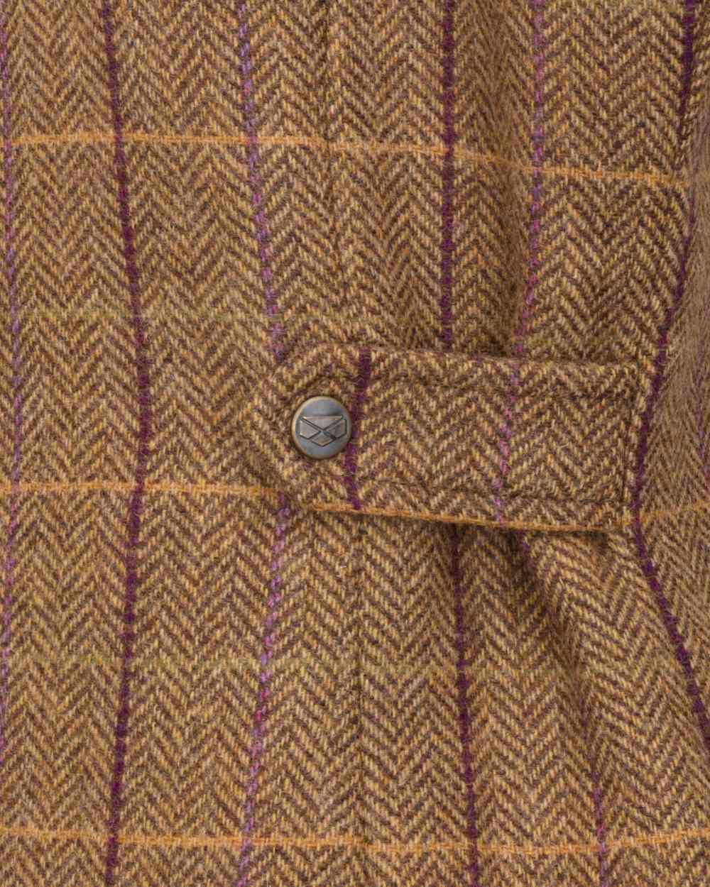 Bracken Blackberry coloured Hoggs of Fife Womens Eden Technical Tweed Field Coat on white background 