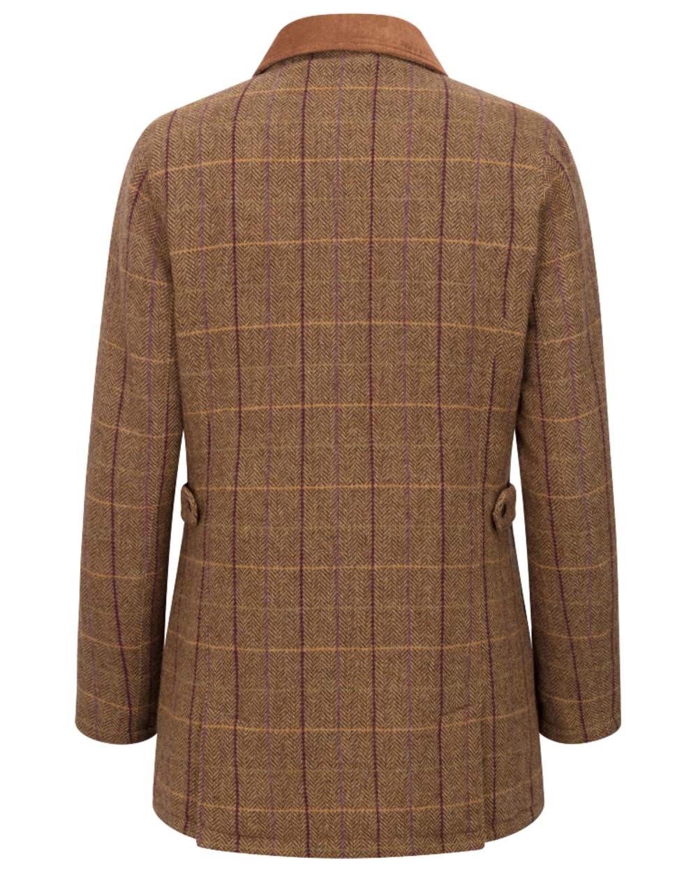 Bracken Blackberry coloured Hoggs of Fife Womens Eden Technical Tweed Field Coat on white background 