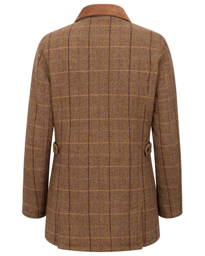 Bracken Blackberry coloured Hoggs of Fife Womens Eden Technical Tweed Field Coat on white background 