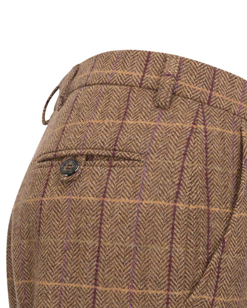 Bracken coloured Hoggs of Fife Womens Eden Tweed Breeks on white background 