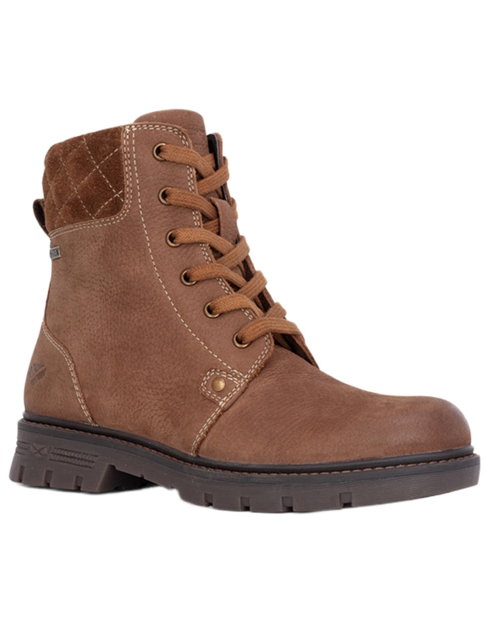 Tan coloured Hoggs of Fife Womens Islay Waterproof Quilted Boots on white background 